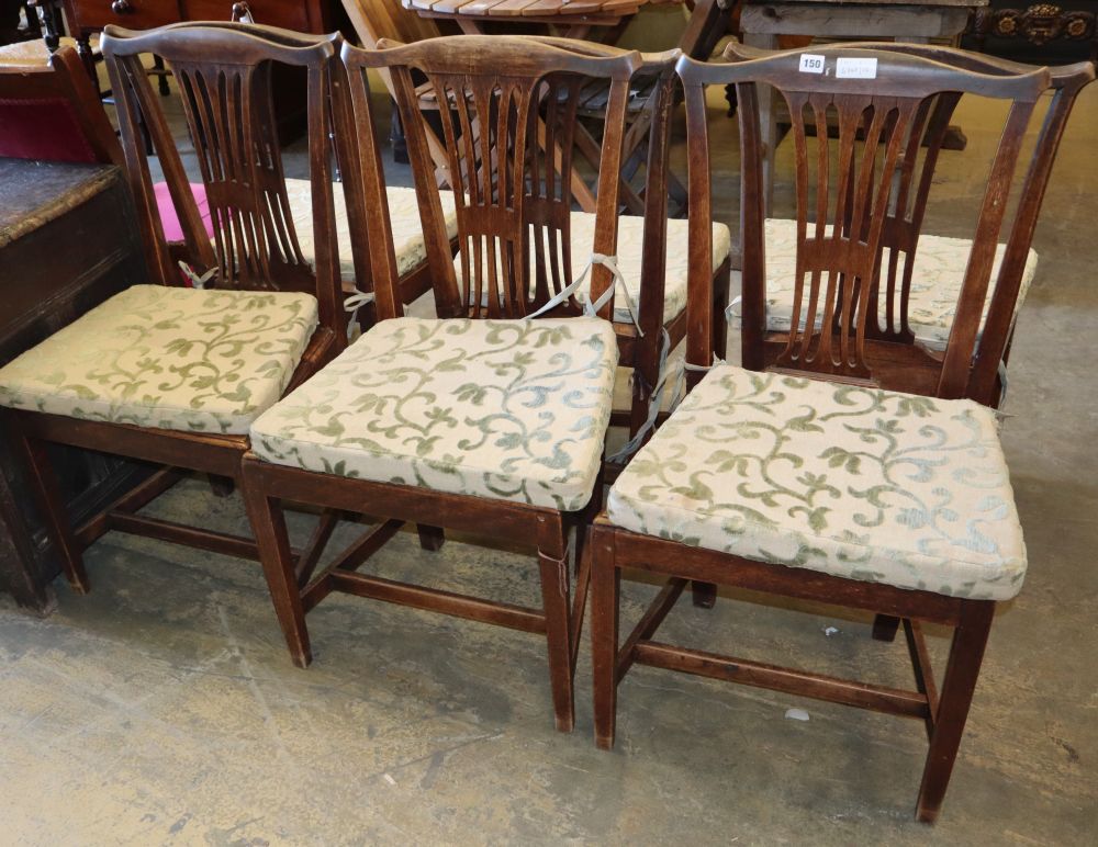 A set of six George III Provincial wood seat dining chairs